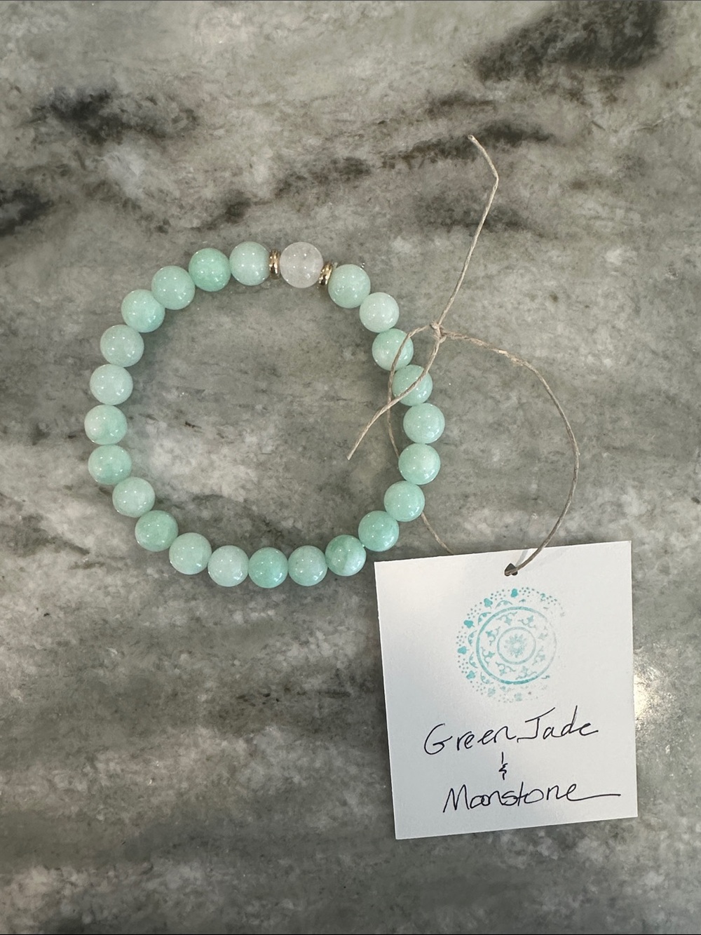 Reiki Infused Green & Moonstone Natural Stone Beaded Bracelet
